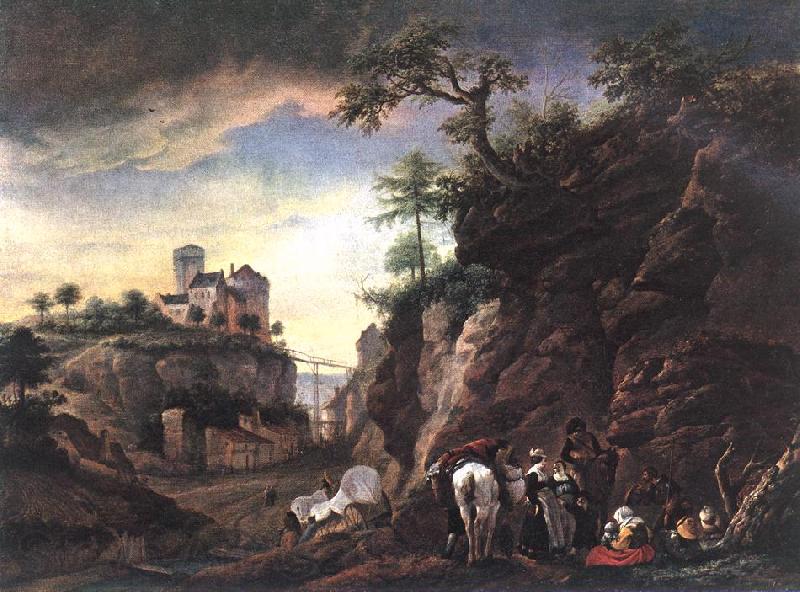 WOUWERMAN, Philips Rocky Landscape with resting Travellers qr Germany oil painting art